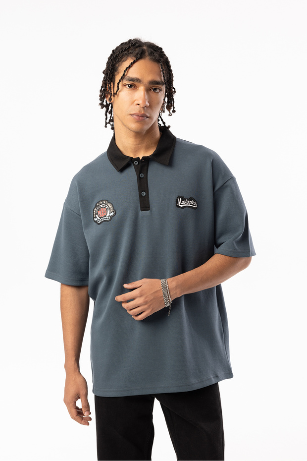 Double Pike Fabric Special Embroidery Detailed Comfortable Fit Men's Polo Neck T-Shirt, Men's Polo Neck T-Shirt