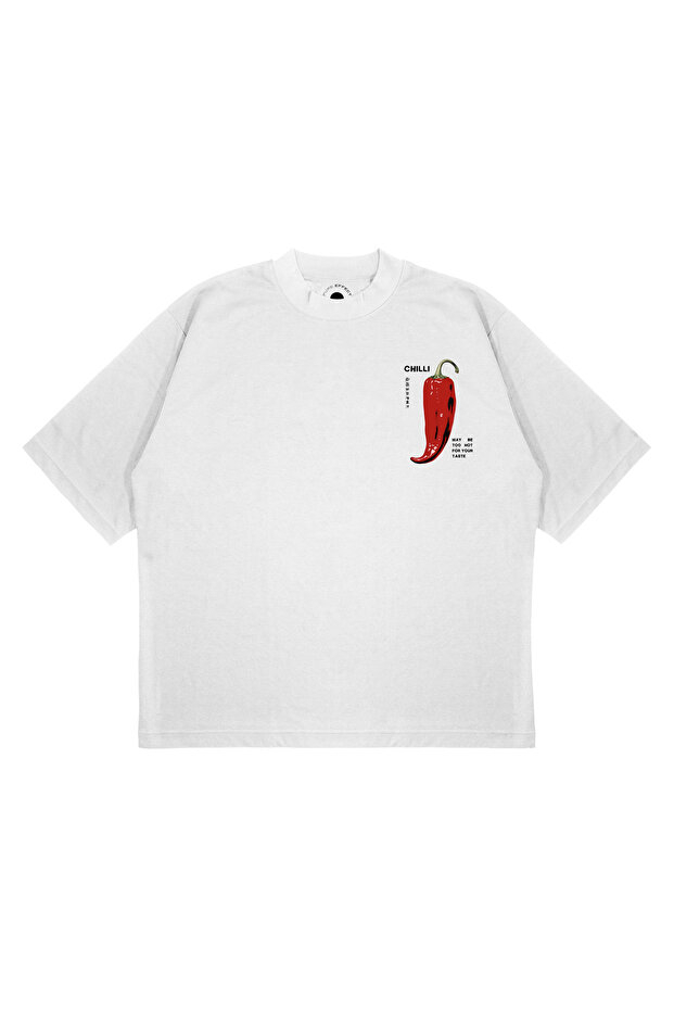 Unisex New Chili Printed Boxy Fit Thick Fabric (240Gsm) T-Shirt