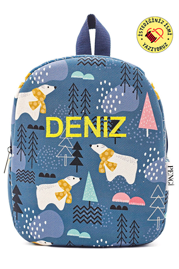 [We Write the Name You Want with Embroidery] Polar Bear 0-8 Years Old Children's Backpack,-Kindergarten Bag