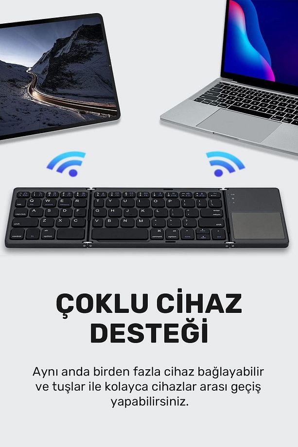 Touch Pro Katlanabilir Bluetooth Type-c Klavye Türkçe Q Android / Ios - 5
