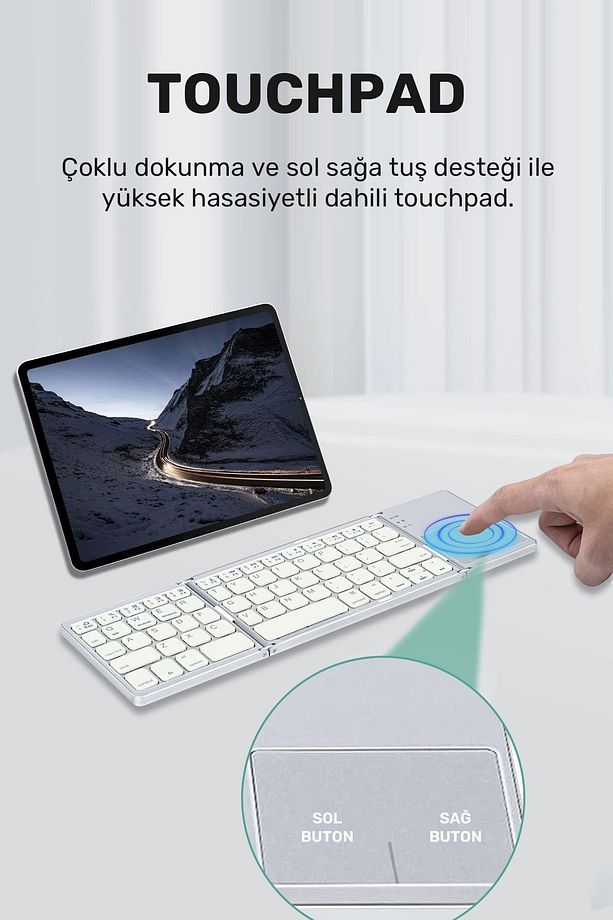 Touch Pro Katlanabilir Bluetooth Type-c Klavye Türkçe Q Android / Ios - 4