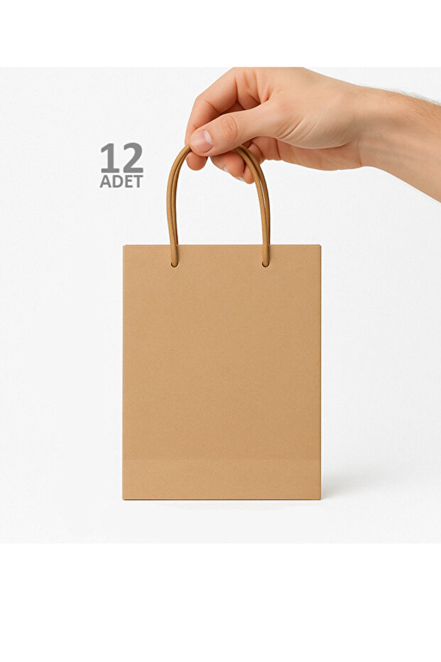 Kraft Çanta 12x17cm 12 ADET Kalın Kraft Poşet Kraft Poşet Hediye Poşeti 12 Ad. - 1