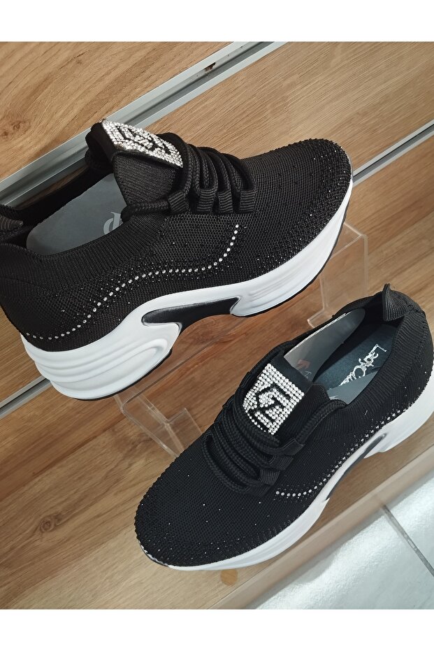 Yazlık Yüksek Topuk Simli Spor Ayakkabı - 5