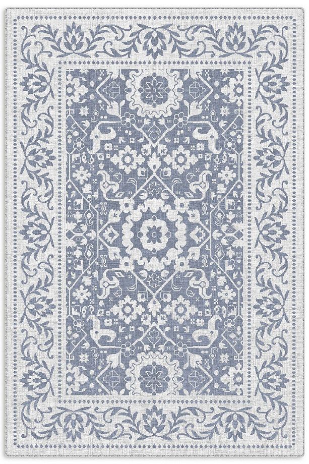 Kaşmir doku yumuşak kaymaz pamuk taban oturma odası salon mutfak koridor çocuk açık mavi halı kilim - 1