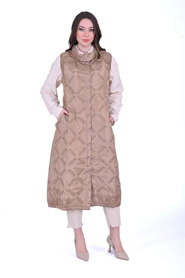 İNVEE 6916 Kapitone Camel Yelek - 1
