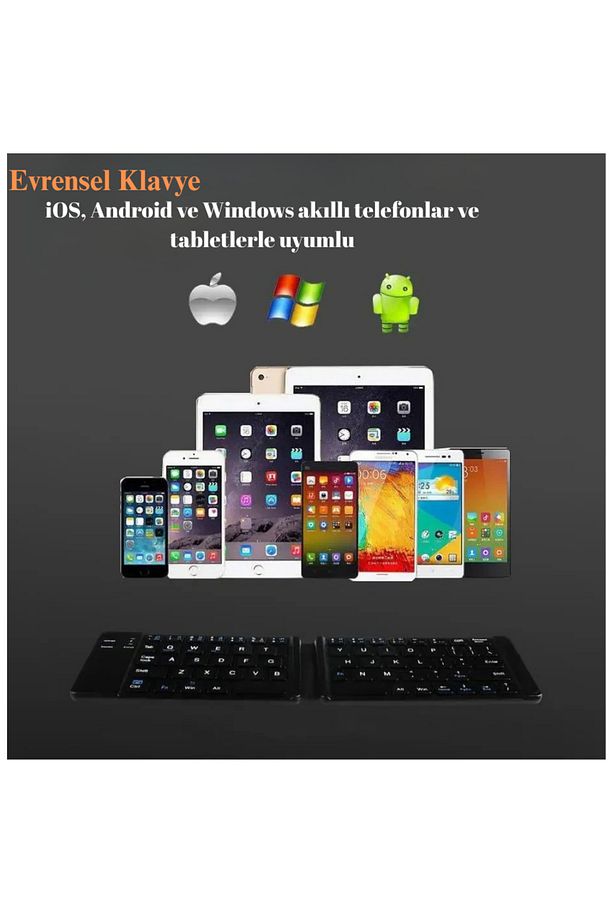 Katlanabilir Mini Bluetooth Klavye Android/iOS/PC Uyumlu Şarjlı Taşınabilir - 2