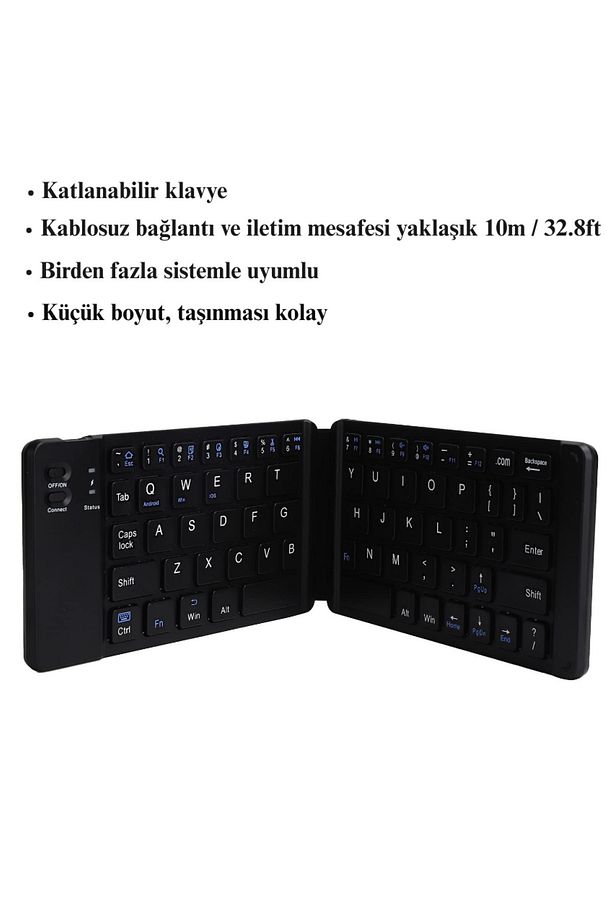 Katlanabilir Mini Bluetooth Klavye Android/iOS/PC Uyumlu Şarjlı Taşınabilir - 8