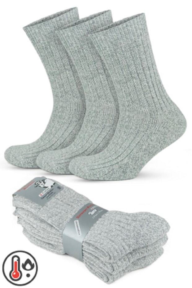 Set of 3 Norwegian Type Moline Wool Underfoot Half Towel Winter Thermal Men's Socks 6001