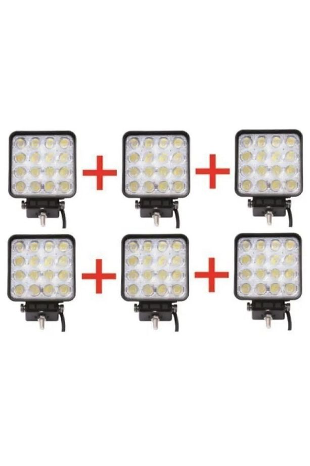 6 Adet 16 Led Kare Off Road Traktör Tir Kamyon Sis Fari Sis Lambasi Çalisma Lambasi Projektör - 1
