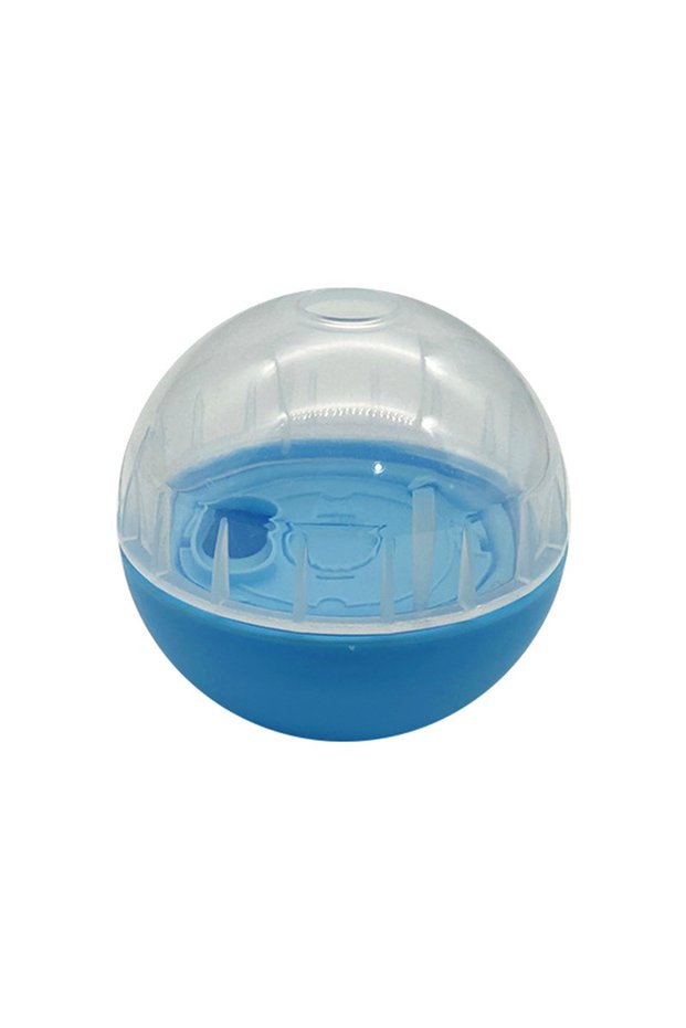 Blue IQ Treat Ball Dog Treat Dispenser Toy Ball Interactive Dog Toy - 4" Dog Food Toy Stimulation, S