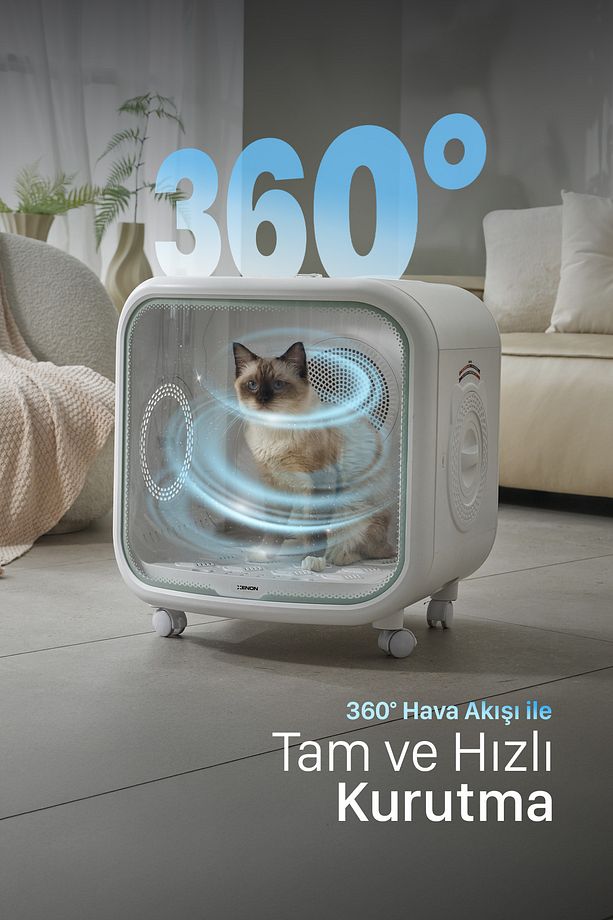 Akıllı Evcil Hayvan Kurutma Makinesi 75 Lt Sessiz 360° Kedi Köpek Kurutma Uygulama Kontrollü X8640 - 6