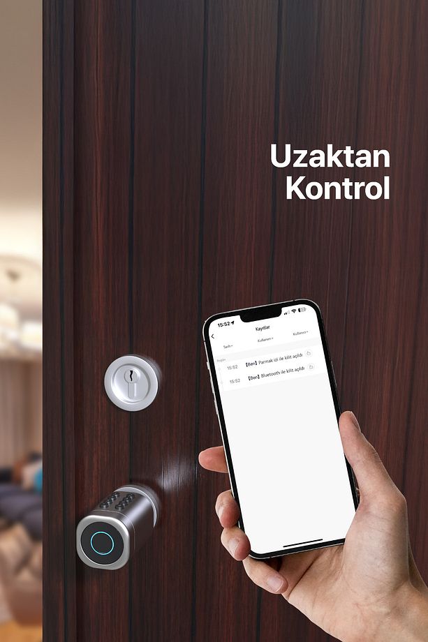 Akıllı Kapı Kilidi Mobil App Parmak Izi Şifre Rfıd Wi-fi Google Home & Alexa Kontrollü Kilit X8052 - 7