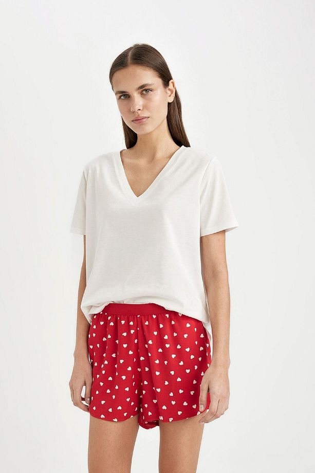 Regular Fit Dokuma Şort Pijama Altı-fall In Love B8697ax24sm - 4