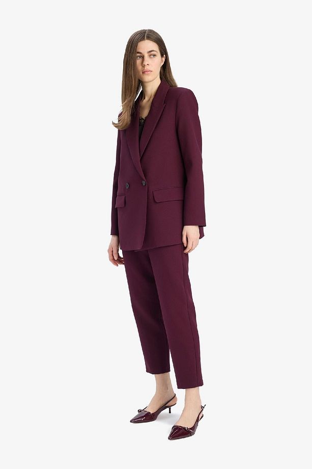Carrot Fit Crop Klasik Kumaş Pantolon Fermuarlı Yüksek Bel Basic Düz Dar Paça C2466ax25sp - 4