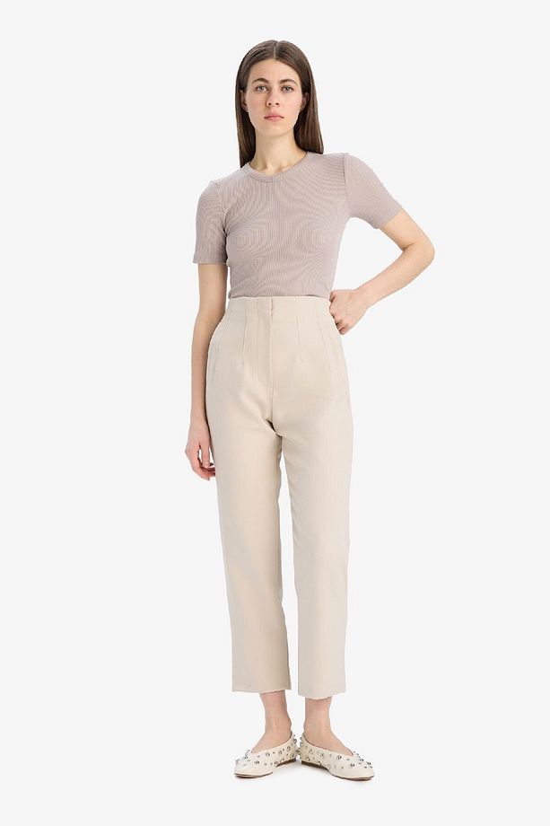 Carrot Fit Crop Kumaş Pantolon Fermuarlı Yüksek Bel Dar Paça C2466ax25sp - 4