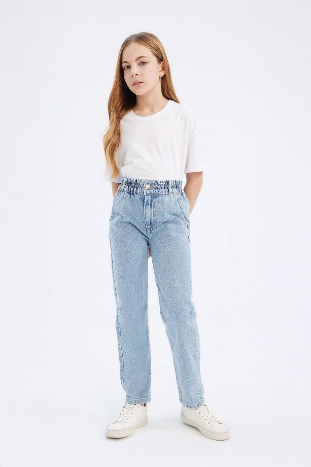 Kız Çocuk Paperbag Jogger Paça Pamuklu Jean Pantolon D7112a825sm - 4