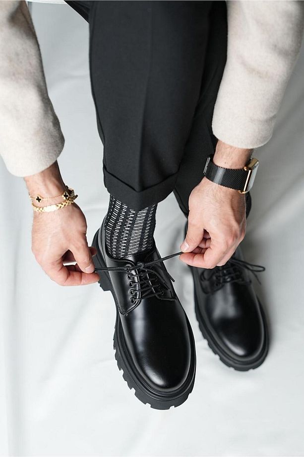 Classman Model Hakiki Deri El Yapımı Erkek Siyah Casual Ayakkabı - 5