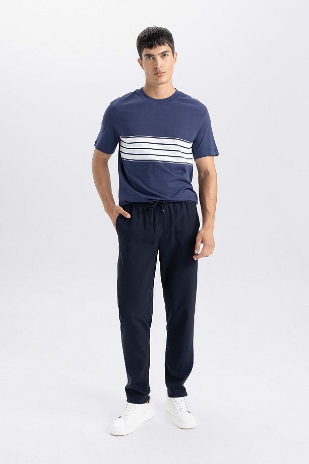 Jogger Lacivert Pantolon Basic Düz Beli Lastikli Bağcıklı Cepli Düz Paça D8640ax24au - 4