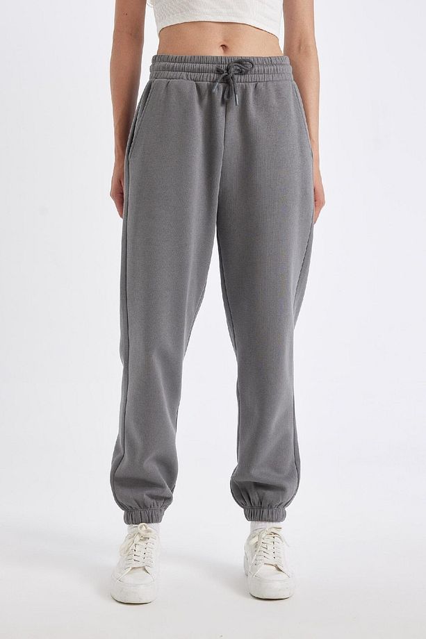 Standart Fit Kalın Jogger Eşofman Altı Bel Paça Lastikli Basic Düz Uzun Boy S7370az24wn - 1