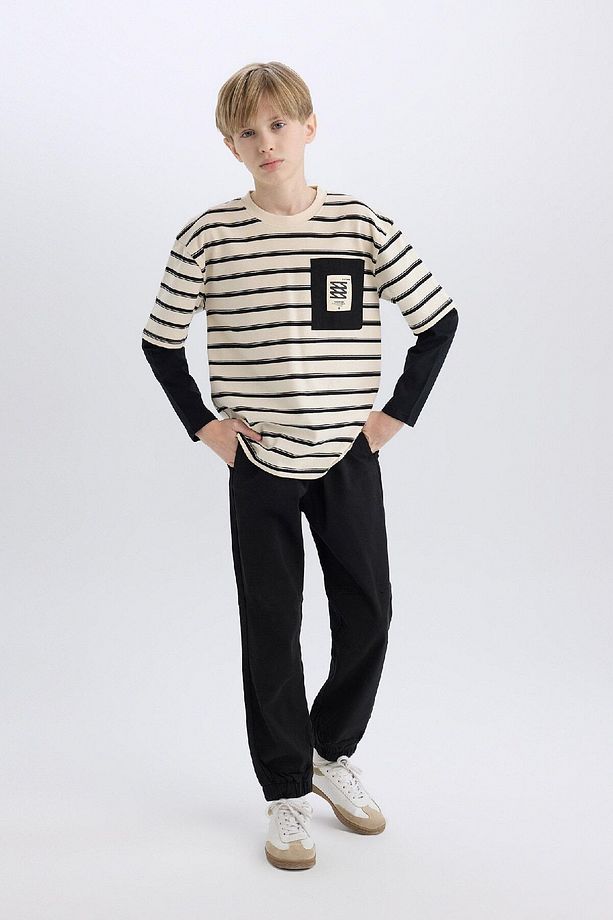 Erkek Çocuk Jogger Fit Jogger Paça Gabardin Pantolon B6713A825SM - 3