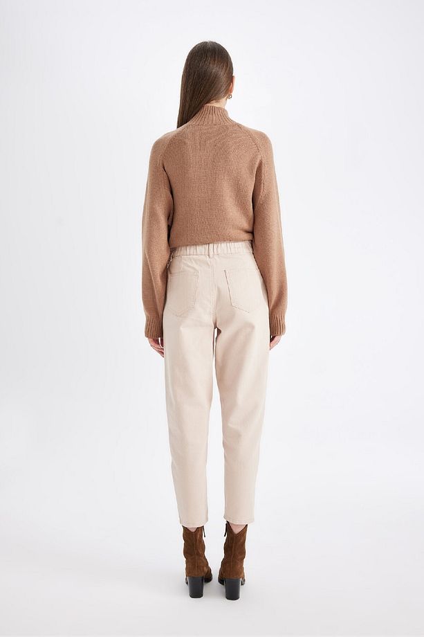 Paperbag Gabardin Kumaş Pantolon Yüksek Bel Cepli Basic Düz Standart Paça S2790az24wn - 6