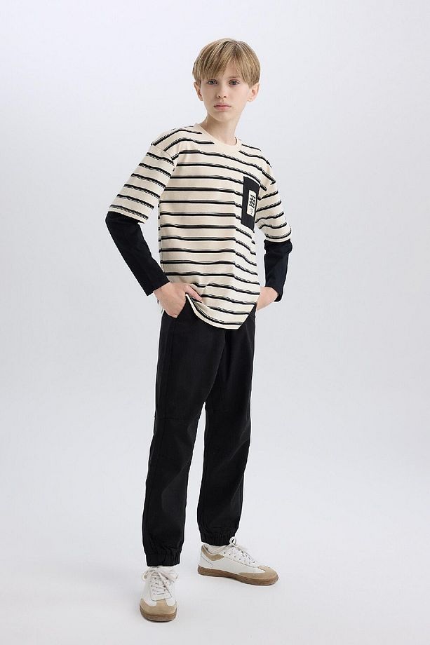 Erkek Çocuk Jogger Fit Jogger Paça Gabardin Pantolon B6713A825SM - 4