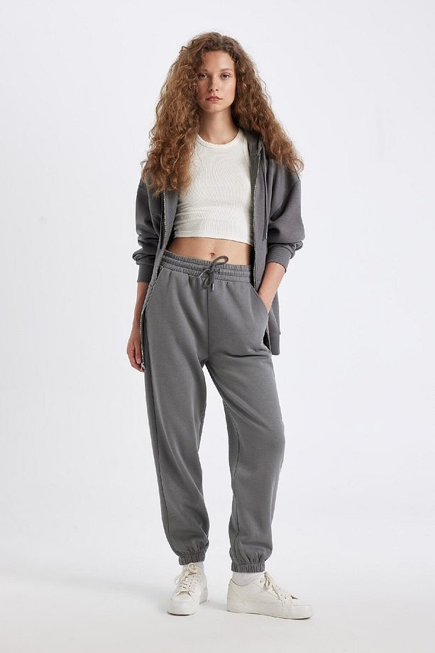 Standart Fit Kalın Jogger Eşofman Altı Bel Paça Lastikli Basic Düz Uzun Boy S7370az24wn - 2