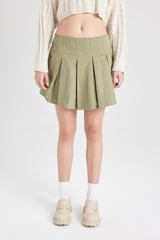 Coool Piliseli Normal Bel Basic Düz Gabardin Mini Etek D5265ax24au - 1