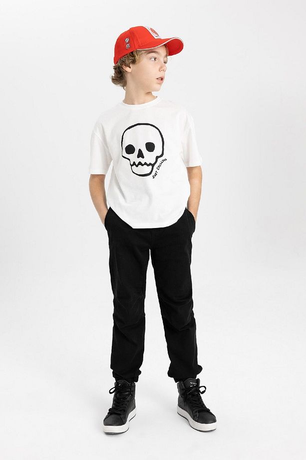 Erkek Çocuk Beli Bağcıklı Lastikli Paça Cepli Siyah Basic Düz Jogger Gabardin Pantolon B5915a824sm - 3
