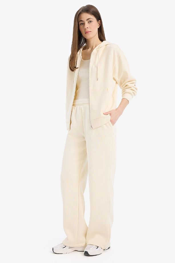 Straight Fit Kalın Eşofman Altı Cepli Beli Lastikli Basic Düz Yüksek Bel Geniş Bol Paça B8571ax25sp - 3