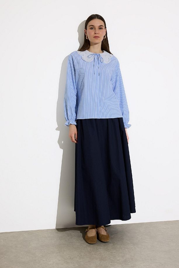 A Kesim Basic Düz Poplin Maxi Tesettür Etek E4369ax25sp - 3