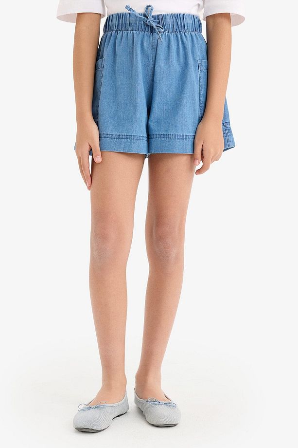 Kız Çocuk Beli Lastikli Cepli Jean Şort B6574a825sm - 1