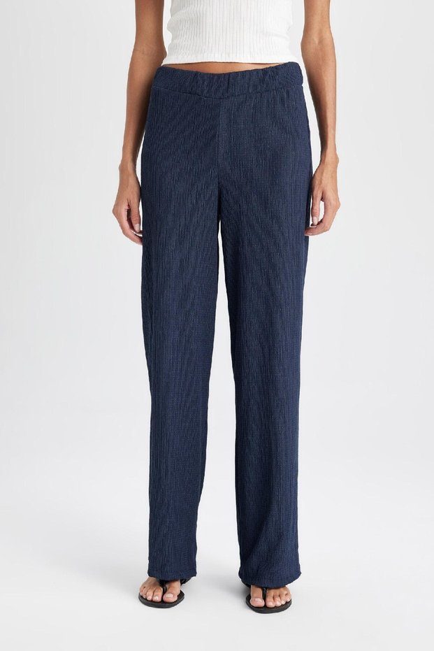 Bürümcük Trousers Navy Blue Wide Leg Wide Loose Leg Elastic Waist C0200Ax24Au