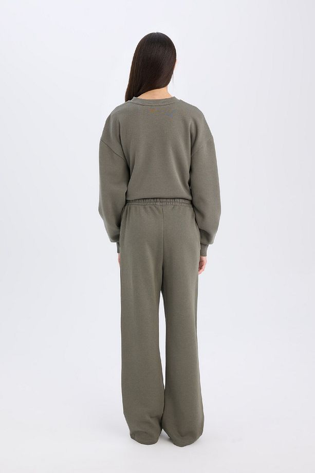 Straight Fit Kalın Eşofman Altı Beli Lastikli Cepli Yüksek Bel Basic Düz B8571ax24wn - 6