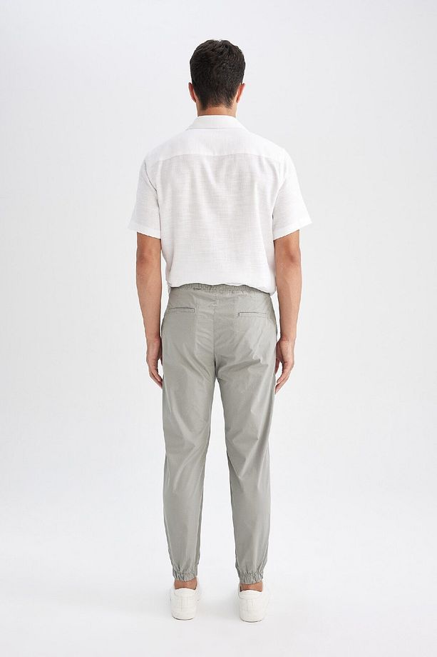%100 Pamuk Yazlık Jogger Pantolon Basic Düz Beli Bağcıklı Cepli Lastikli Paça D7782ax24au - 6