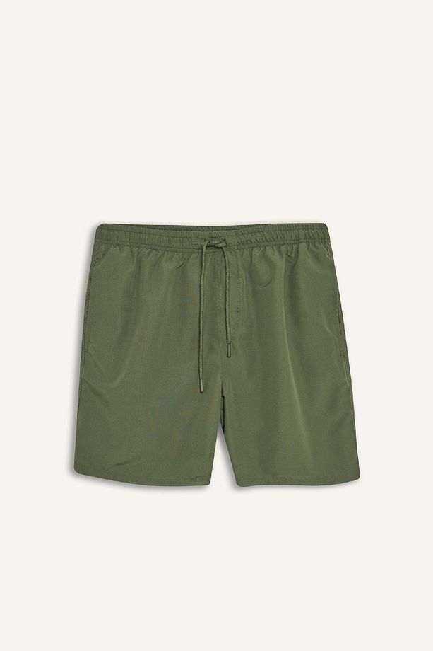 Regular Fit Kısa Boy Cepli File Astarlı Beli Bağcıklı Düz Hafif Kumaş Deniz Şortu E5133axns - 4