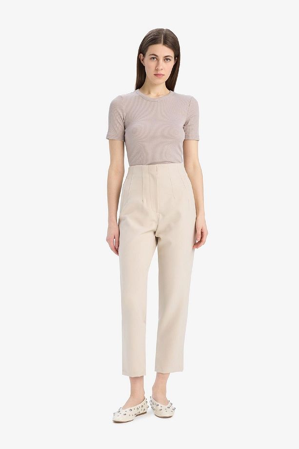 Carrot Fit Crop Kumaş Pantolon Fermuarlı Yüksek Bel Dar Paça C2466ax25sp - 3