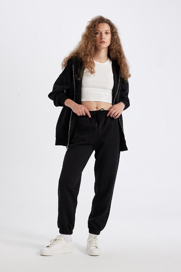 Standart Fit Kalın Jogger Eşofman Altı Bel Paça Lastikli Basic Düz Uzun Boy S7370az24wn - 4