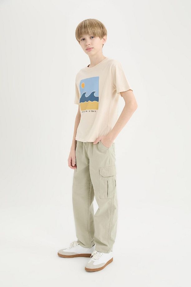 Erkek Çocuk Loose Fit Standart Paça Gofre Dokulu Pantolon D7794A825SP - 5