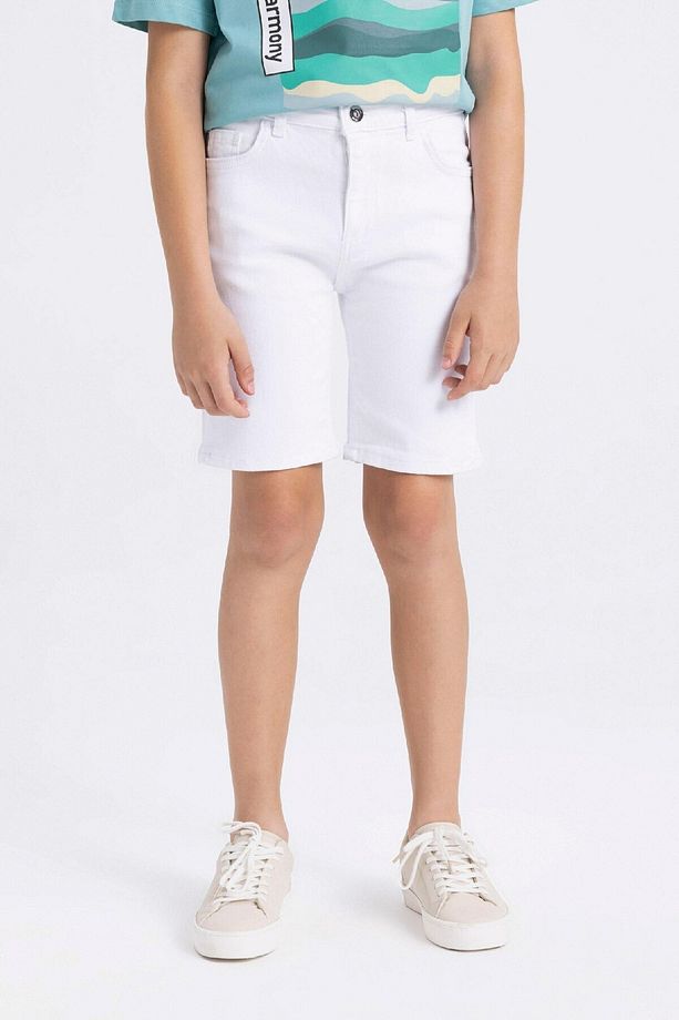 Erkek Çocuk Beyaz Basic Düz Jean Şort B5768a824sm - 1