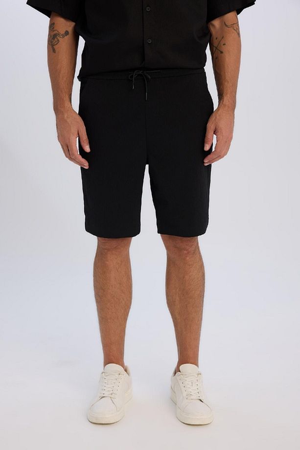 Regular Fit Beli Bağcıklı Dokulu Bermuda Şort D9451ax25sp - 1