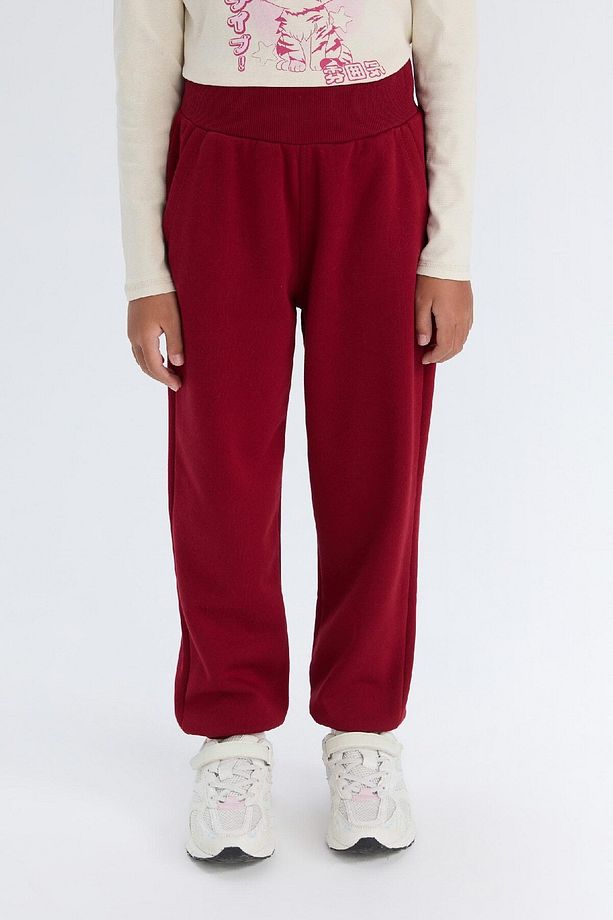 Kız Çocuk Beli Paçası Lastikli Cepli Basic Düz Jogger Eşofman Altı D7008A824WN - 1