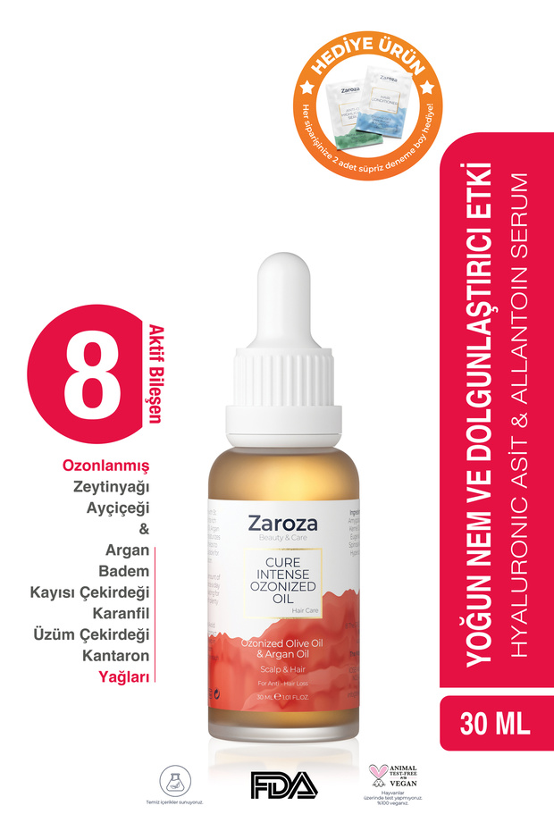 Ozonated Intensive Care Oil Against Hair Loss - Cure Intense Ozonized Oil - 30 ml