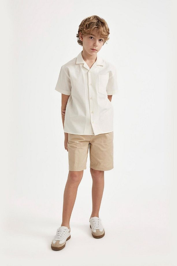 Erkek Çocuk Basic Düz Beli Lastikli Cepli Gabardin Şort C2956a824sm - 2