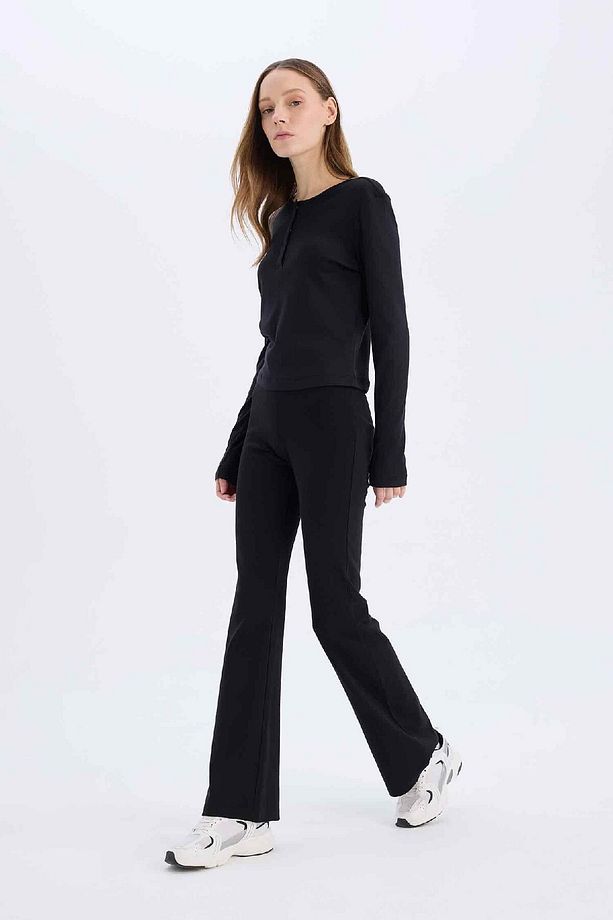 Coool Flare Fit Esnek Belli İspanyol Paça Ribana Pantolon E0628AX25SP - 4