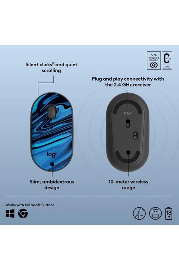 M340 Wireless Mouse Blue Galaxy - 5