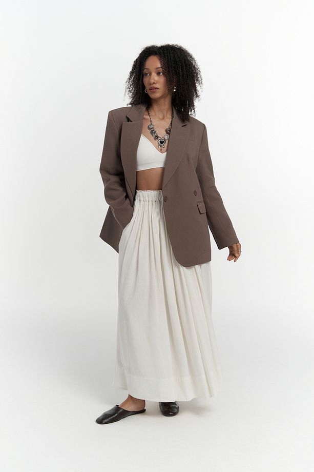 Solara Arkası Düğmeli Mocha Blazer - 3