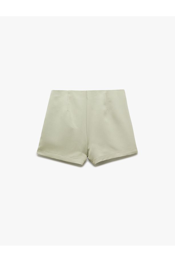 Modal Kumaş Drape Detaylı Kruvaze Mini Şort Etek - 4