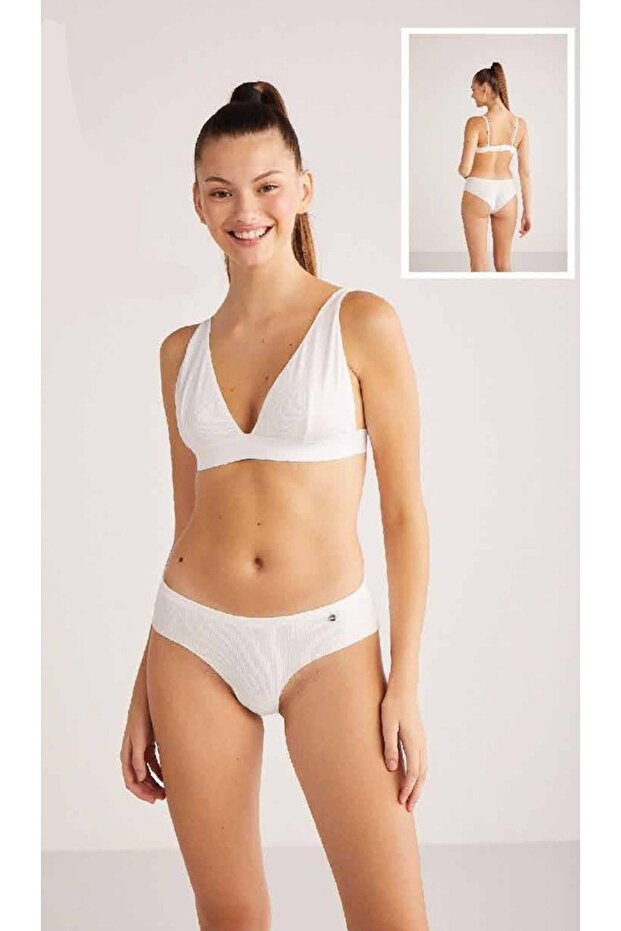 حمالة صدر بيني مثلثة - أبيض - 1