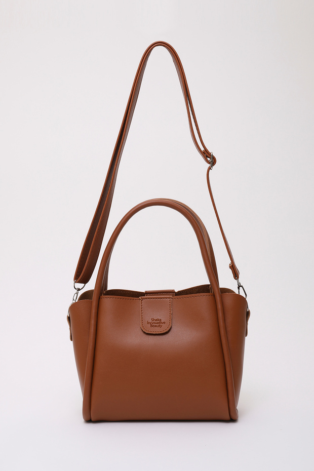 Taba Shk190 Faux Leather Snap Fastener Hand, Arm and Shoulder Bag with Removable Makeup Bag
